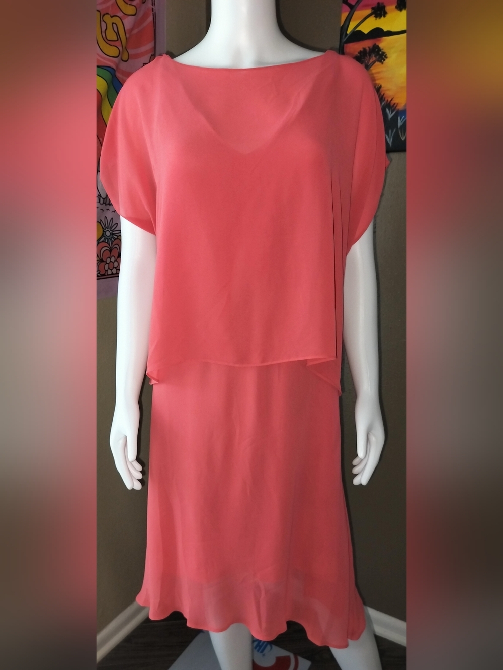 🆕 Lauren Ralph Lauren GEORGETTE SHIFT DRESS Sz 8